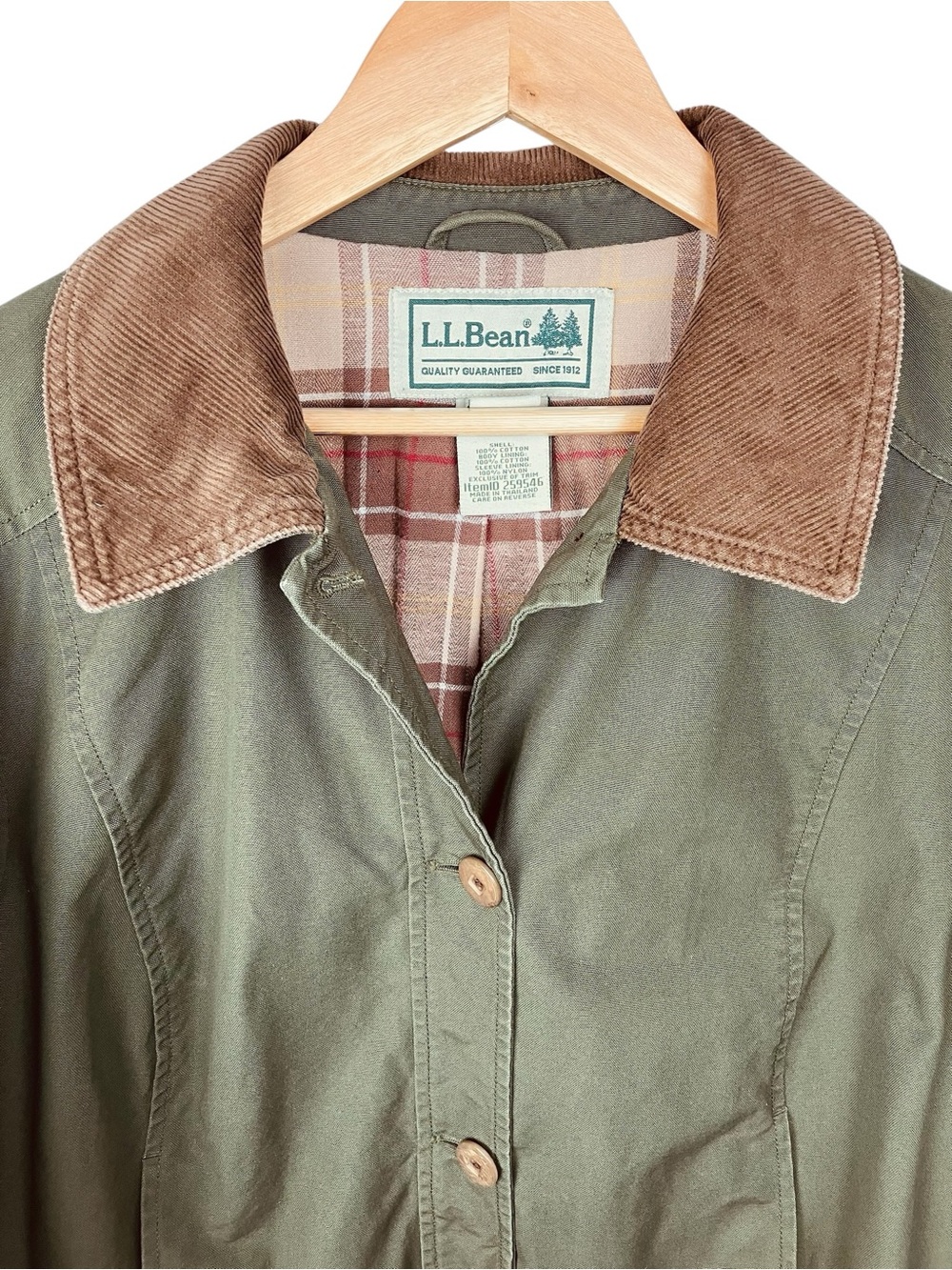 L.L. Bean Adirondack Barn Coat Women's 1X 100% Cotton Flannel Lined Olive Green
